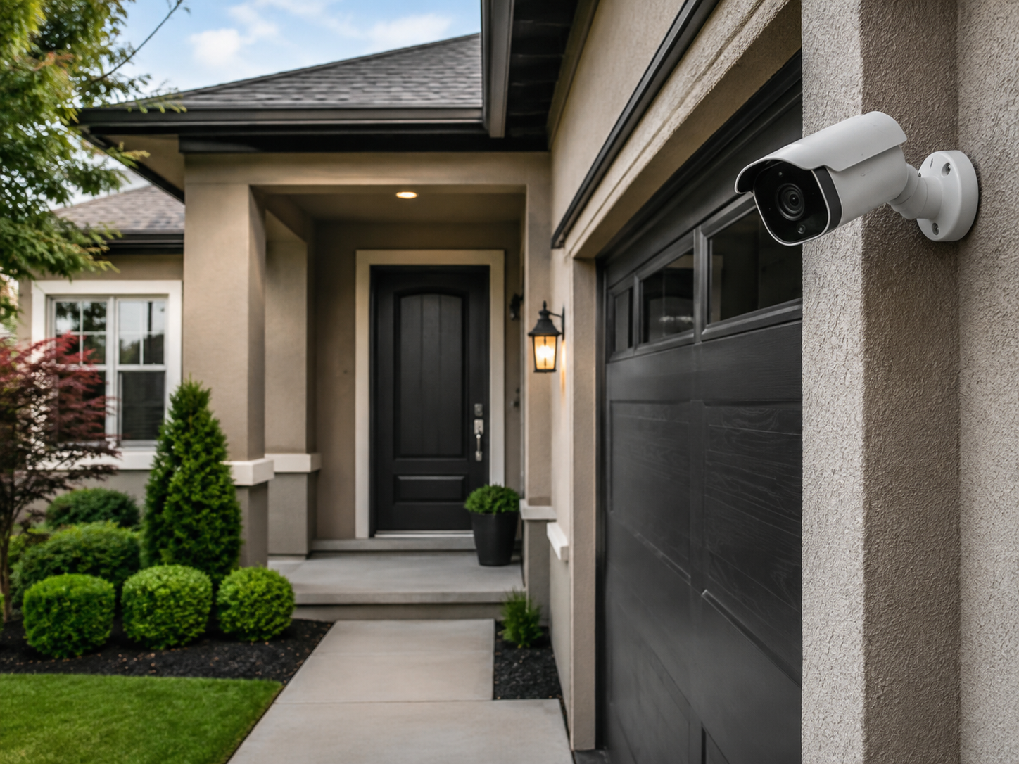 Modern Home Entry with Security Camera